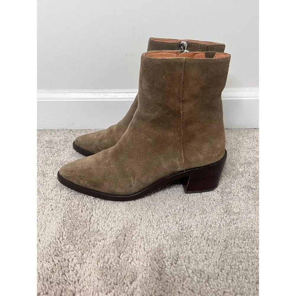 Madewell Olive Suede Ankle Boots